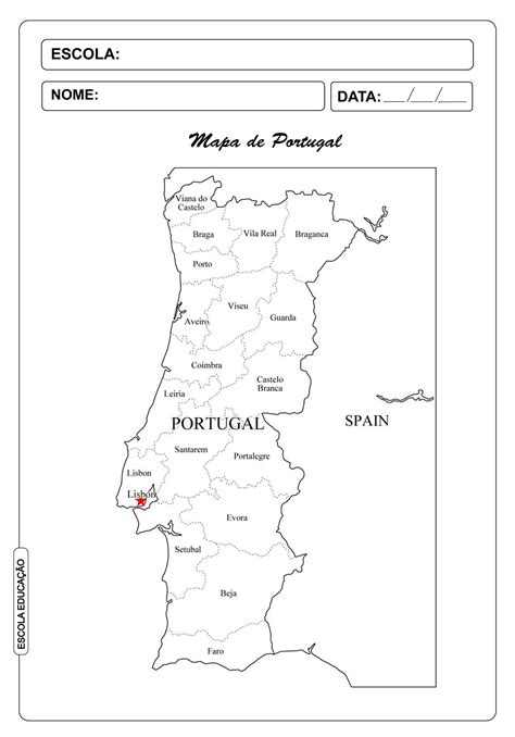 Mapa De Portugal Para Imprimir E Colorir Escola Educa O