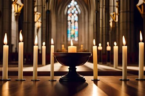 Premium Photo | Candles in a church with a candle in the center of the ...