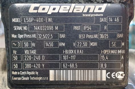 Used Copeland LSGP 40X EWL Compressor HOS BV