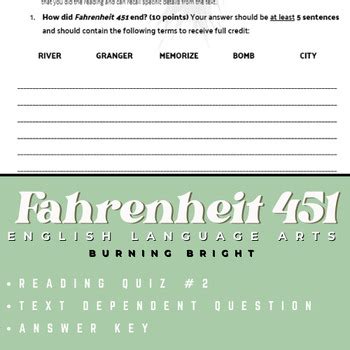 Fahrenheit Part Burning Bright Reading Quiz By Let S Get Lit