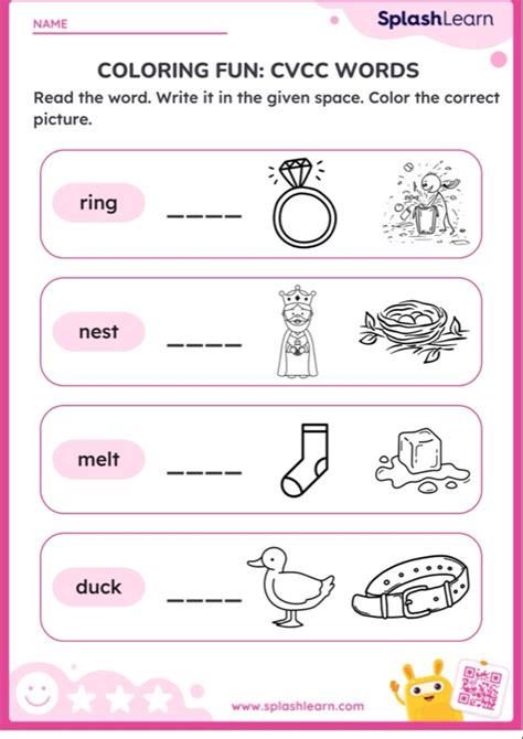 2nd Grade Ela Cvcc Words Worksheets Free And Printable Splashlearn