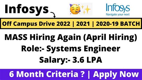 Infosys Off Campus Drive Again For Batch Systems Engineer