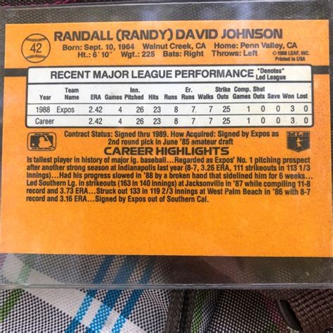 Donruss Other Ultra Rare Triple Error Randy Johnson Rookie Card