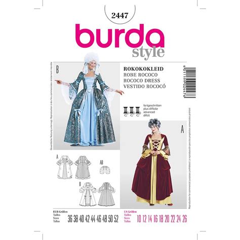 Patron Burda Carnaval D Guisement Historique Robe Rococo Femme