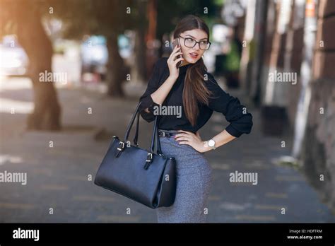 Beautiful Brunette With Glasses Stock Photo Alamy