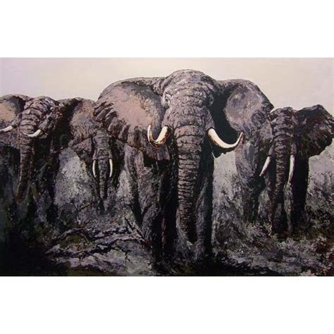 Mark King Elephant Stand Signed African Bull Safari Serigraph