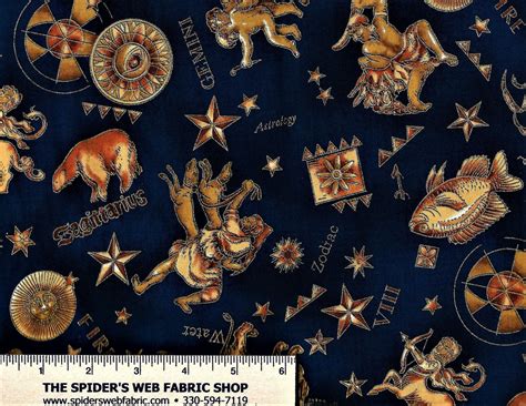 Zodiak Fabric By Hoffman Celestials Dark Navy And Gold W Etsy Navy