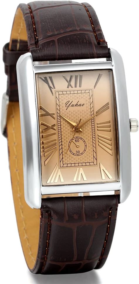 Avaner Mens Square Watch Vintage Roman Numeral Analog Quartz Wristwatch