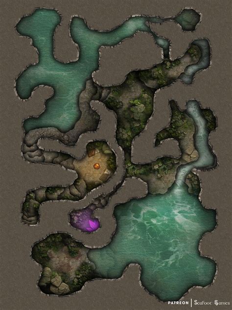 Greenbelt Cavern Lagoons Free 40x30 Multi Level Battlemap Adventure