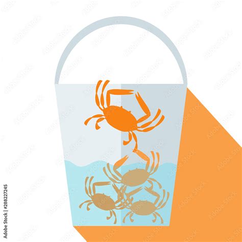 Vetor De Vector Image Of A Crab Trying To Climb Out Of A Bucket While