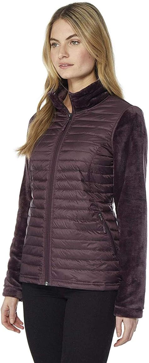 Eggplant Large 32 Degrees Mixed Media Plush Ultra Light Down Jacket Quilted Lightweight Jackets