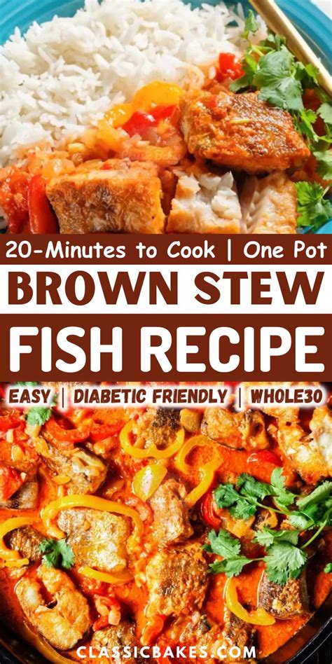 Brown Stew Fish Recipe With Rice And Vegetables
