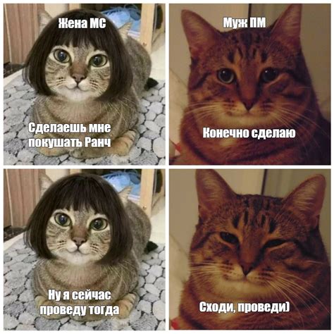 Комикс мем: "Муж ПМ Жена МС Сделаешь мне покушать Ранч Конечно сделаю ...