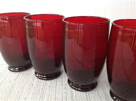 Ruby Red Glasses Royal Ruby Juice Tumbler Vintage Red Glasses Small Anchor Hocking Red Glasses