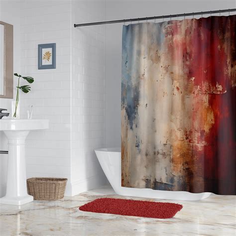 Abstract Art Shower Curtain Retro Colors Vintage Style For An Urban
