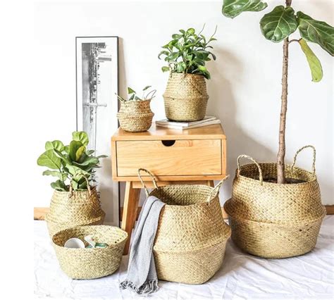 Customization Seagrass Belly Basket Seagrass Planter Basket Handmade