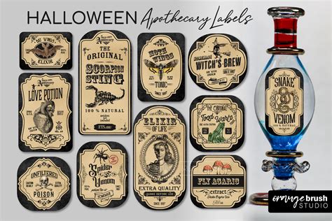 Witch Apothecary Labels Halloween Potion Graphic By Orange Brush Studio