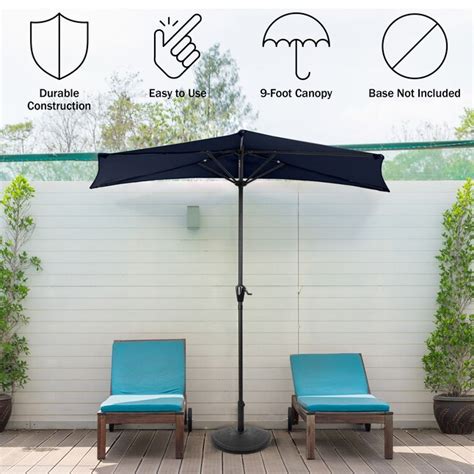 Pure Garden 9 Ft Steel Navy No Tilt Half Round Patio Umbrella 50 Lg1423