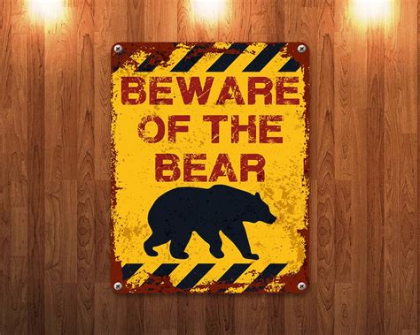 Beware of the Bear Metal Sign Vintage Effect - Etsy