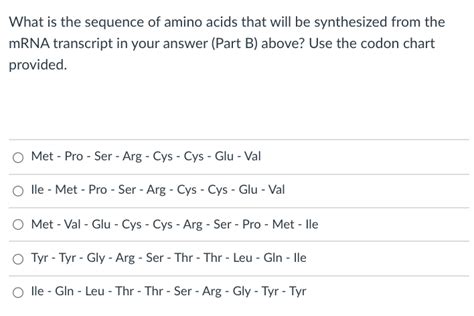 Solved с 1 Second Mrna Base U A G Uuu Ucu] Uau Ugu U Phe