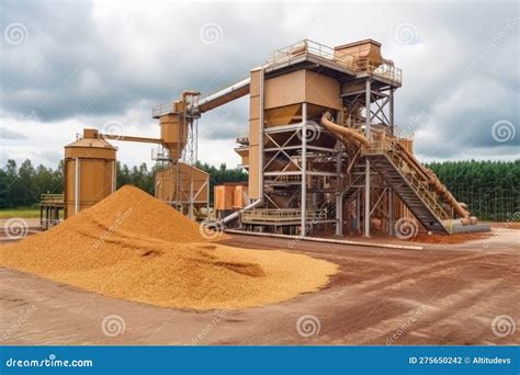 Biomass Energy Plant With Conveyor Belts And Machinery Transporting