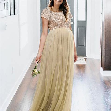 Gold Sequin Maternity Dress