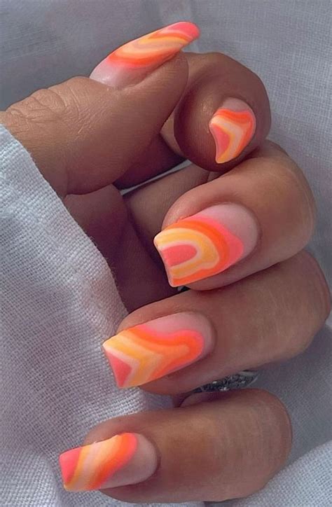 35 Cute Orange Nail Ideas To Rock In Summer Peach Orange And Coral