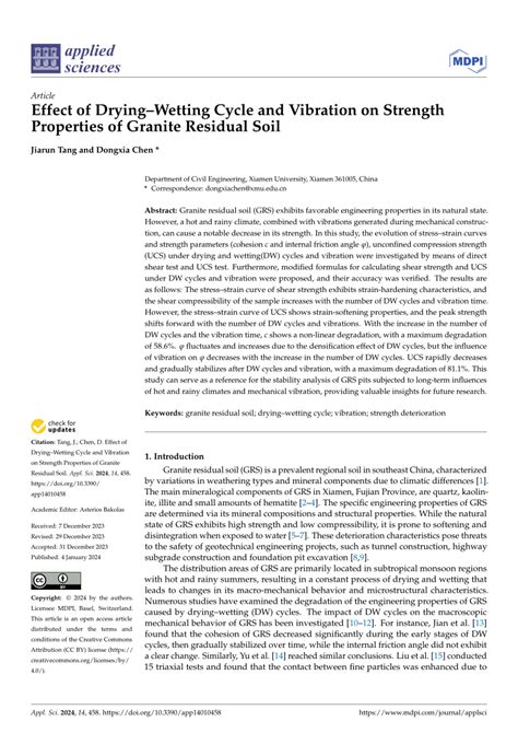 PDF Effect Of DryingWetting Cycle And Vibration On Strength