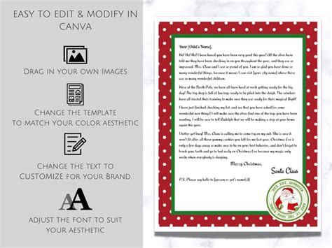 Editable Santa Letter Template Letter From Santa Template Etsy