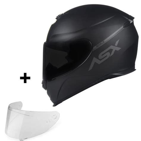 Capacete Moto Feminino Masculino Asx Eagle Preto Fosco Viseira Extra