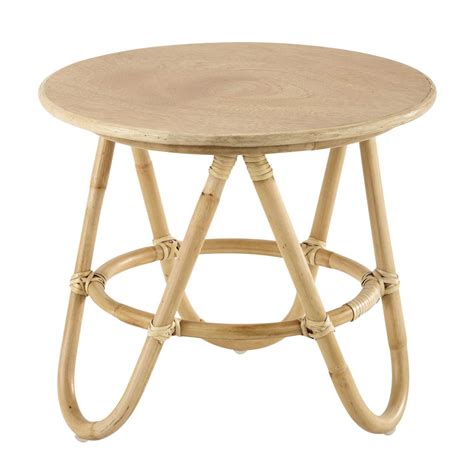 Table Basse Ronde En Bois Et Rotin D Cm Suzane Maisons Du Monde