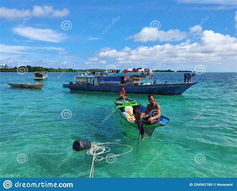 Sea Gypsy Or Bajau Laut Man On A Boat Editorial Image Image Of Bajau Blue 254562180