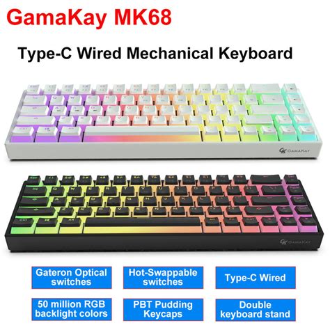 Gamakay Mk Type C Wired Mechanical Keyboard Gateron Optical Switch Nkro Rgb Keys Hot