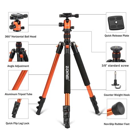 ZOMEi Q555 Aluminum Camera Tripod Kit With 360 Degree Ball Head Quick