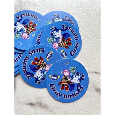 Robocar Poli Birthday Stickers Or Gift Tags Personalised Shopee Singapore