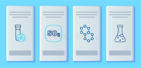 Set Line Sulfur Dioxide So2 Molecule Test Tube With Toxic Liquid And