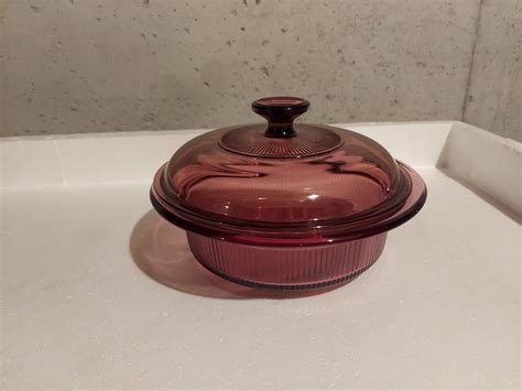 Visions Corning Qt Baking Casserole Dish With Lid Cranberry V B Ebay