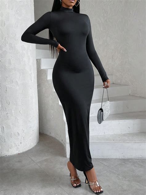 Shein Slayr Solid Ruched Backless Bodycon Dress Please Remove Chain