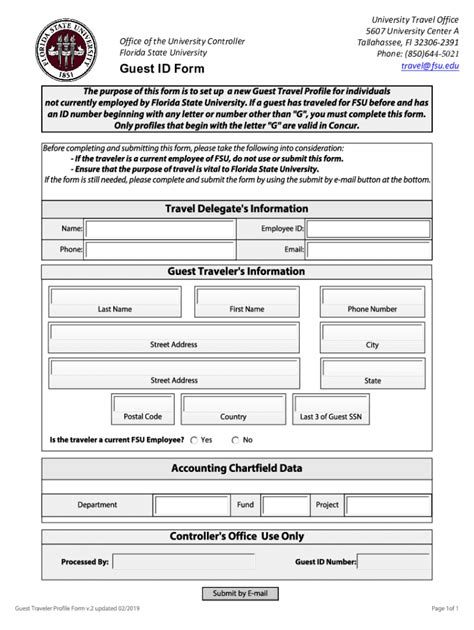 Fillable Online Controller Vpfa Fsu Guest Traveler Profile Form Pdf