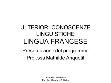 Universit Di Macerata Facolt Di Scienze Politiche Ulteriori