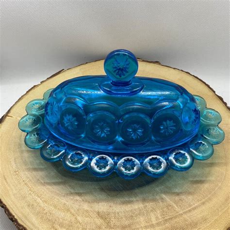 Blue Butter Dish Etsy