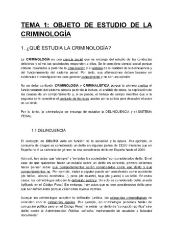 Tema Objeto De Estudio De La Criminolog A Pdf