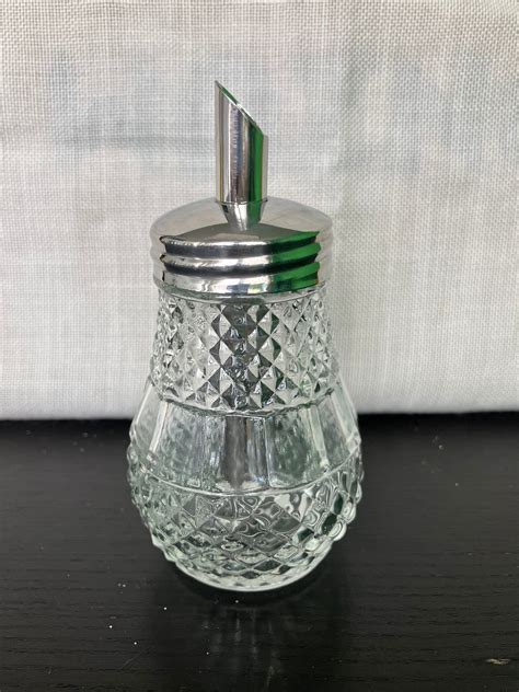 Vintage Sugar Dispenser Diamond Point Thick Glass Sugar Etsy