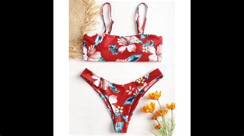 Floral Bandeau Thong Bikini Set Youtube