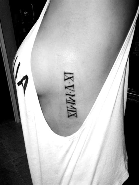 Side Anniversary Tattoo In Roman Numerals Love The Placement Girl Rib