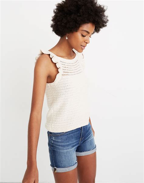 Womens Ruffled Crochet Sweater Tank Clothes For Women Sweaters For