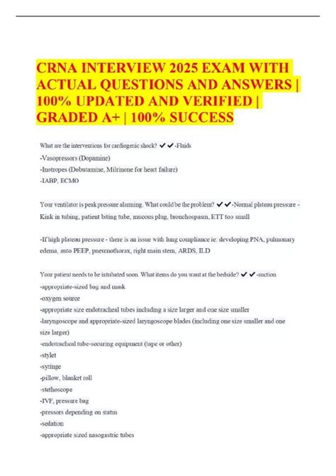CRNA INTERVIEW 2025 EXAM WITH ACTUAL QUESTIONS AND ANSWERS | 100%
