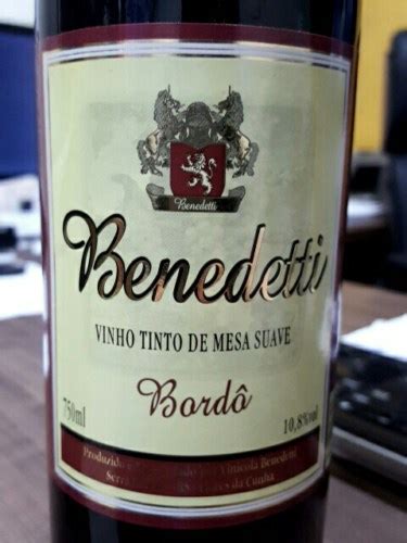 Benedetti Bordô Tinto de Mesa Suave Vivino US