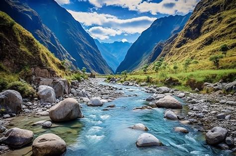 Premium AI Image Stunning Peru Landscape Showcasing Majestic River