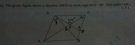 C The Given Figure Shows A Rhombus Abcd In Which Angle B C D